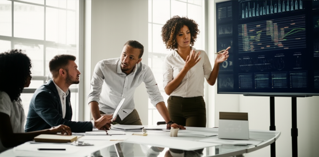 Entrepreneurs collaborating on a business deal